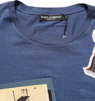 Navy Blue Cotton Graphic Crew Neck T-shirt 2