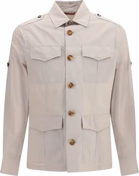 Beige Cotton Full-Length Jacket