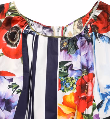 Multicolor Patchwork Cotton Poplin Mini Dress