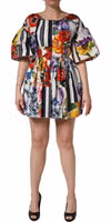 Multicolor Patchwork Cotton Poplin Mini Dress 3