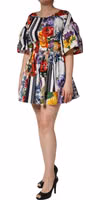 Multicolor Patchwork Cotton Poplin Mini Dress 4