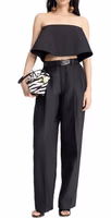 Black Silk Flared Pants 2