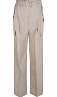 Beige Cotton Cargo Pants 1