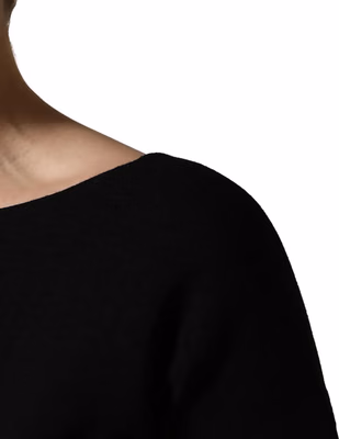 Black Wool Crepe Long Sleeves Midi Dress