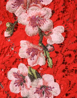 Red Lace Floral Embroidery Long Sleeves Top 3