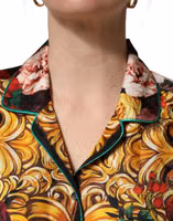 Multicolor Floral Long Sleeves Button Down Shirt Top 5
