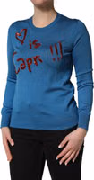 Blue Silk Sequined CrewNeck Pullover Sweater 3