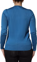 Blue Silk Sequined CrewNeck Pullover Sweater 4