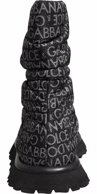 Black Logo Print Lace Up Snow Boots Shoes