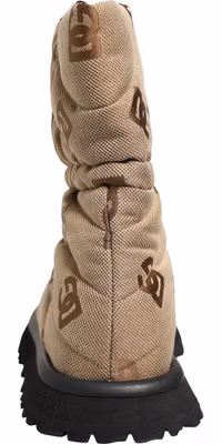 Brown Logo Print Lace Up Snow Boots Shoes