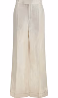 Beige Silk Casual Pants 1