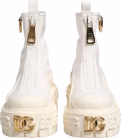White Leather Rubber Logo Ankle Boots Shoes 2