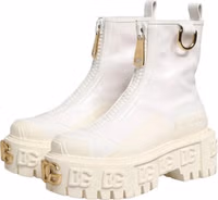 White Leather Rubber Logo Ankle Boots Shoes 4