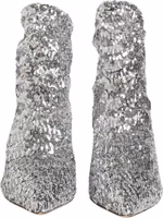 Silver Sequined Short Boots Stretch Shoes 2