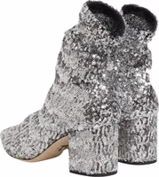 Silver Sequined Short Boots Stretch Shoes 5