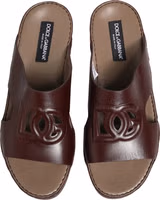 Maroon Leather Cutout DG Logo Sandals Shoes 3