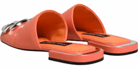 Orange DG Logo Leather Flats Sandals Shoes 1