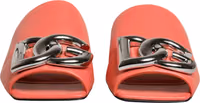 Orange DG Logo Leather Flats Sandals Shoes 5
