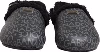 Gray Faux Fur Jacquard Mules Sandals Shoes 2