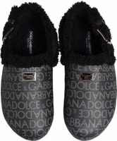 Gray Faux Fur Jacquard Mules Sandals Shoes 3