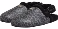 Gray Faux Fur Jacquard Mules Sandals Shoes 4