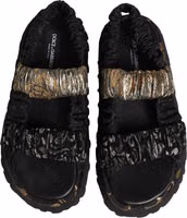 Black Ruching Detail Flats Men Sandals Shoes 5