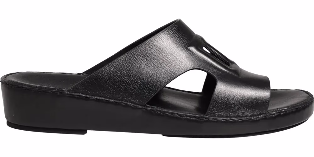 Black Leather Cutout DG Logo Sandals Shoes