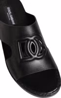 Black Leather Cutout DG Logo Sandals Shoes 3