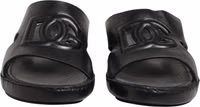 Black Leather Cutout DG Logo Sandals Shoes 4