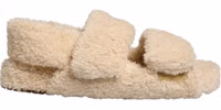 Beige Faux Fur Slides Men Flats Sandals Shoes 1