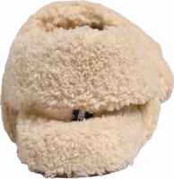 Beige Faux Fur Slides Men Flats Sandals Shoes 3