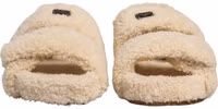 Beige Faux Fur Slides Men Flats Sandals Shoes 4