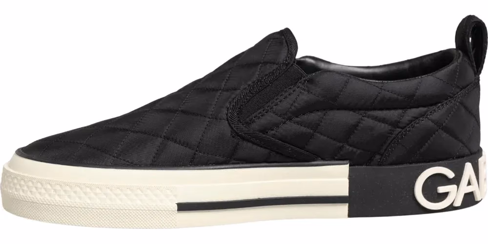 Black Quilted Slip On Low Top Sneakers Shoes