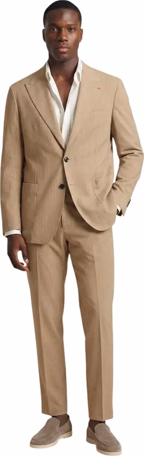 Beige Polyester Two-Piece Suit