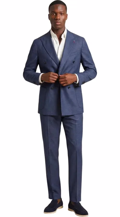 Blue Polyester Two-Piece Suit