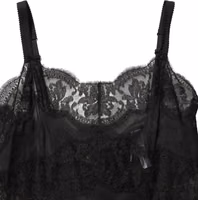 Black Silk Lace Slip Lingerie Chemise Sleepwear 3