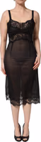 Black Silk Lace Slip Lingerie Chemise Sleepwear 4