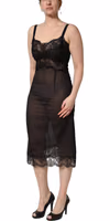 Black Silk Lace Slip Lingerie Chemise Sleepwear 5