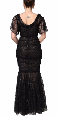 Black Sequinned Mermaid Evening Gown Dress