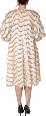 Ivory Fringe Layered Shift Midi Dress