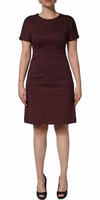 Red Black Checkered ShortSleeve Sheath Dress 4