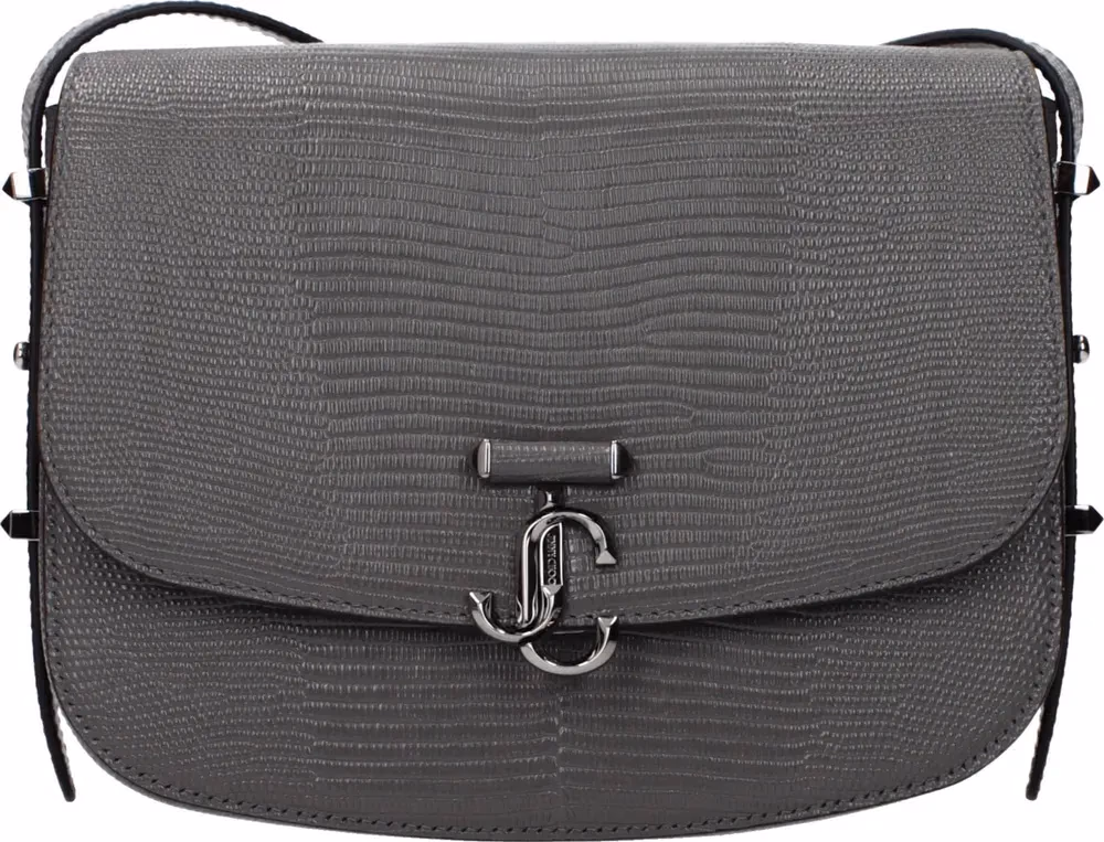 Gray Leather Crossbody Bag