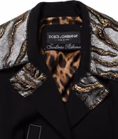 Black Single-Breasted Brocade Coat Jacket 3