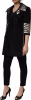 Black Single-Breasted Brocade Coat Jacket 5