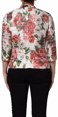 Multicolor Peony Print Polyester Coat Jacket
