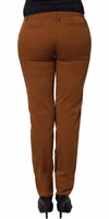 Brown Cotton Mid Waist Skinny Chino Pants 2