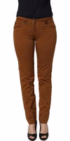 Brown Cotton Mid Waist Skinny Chino Pants 4