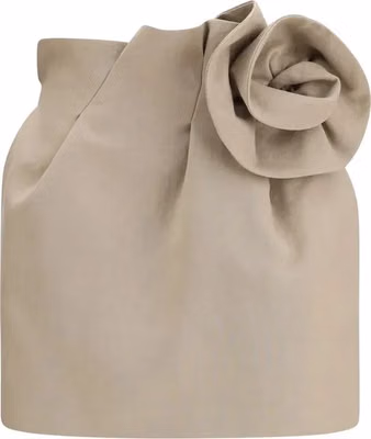 Beige Linen Mini Skirt