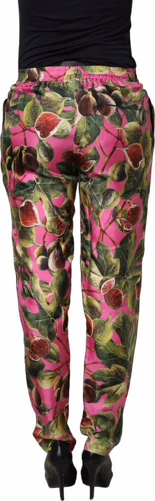 Fuchsia Fig Fruit Leaf Tapered Trouser Pants