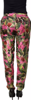 Fuchsia Fig Fruit Leaf Tapered Trouser Pants 1